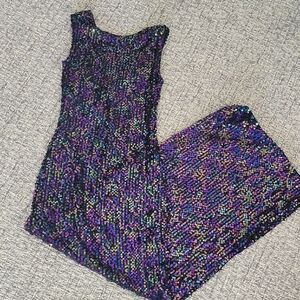 ASOS Petite Iridescent Sequin Dress in Purple and Multicolor XXS